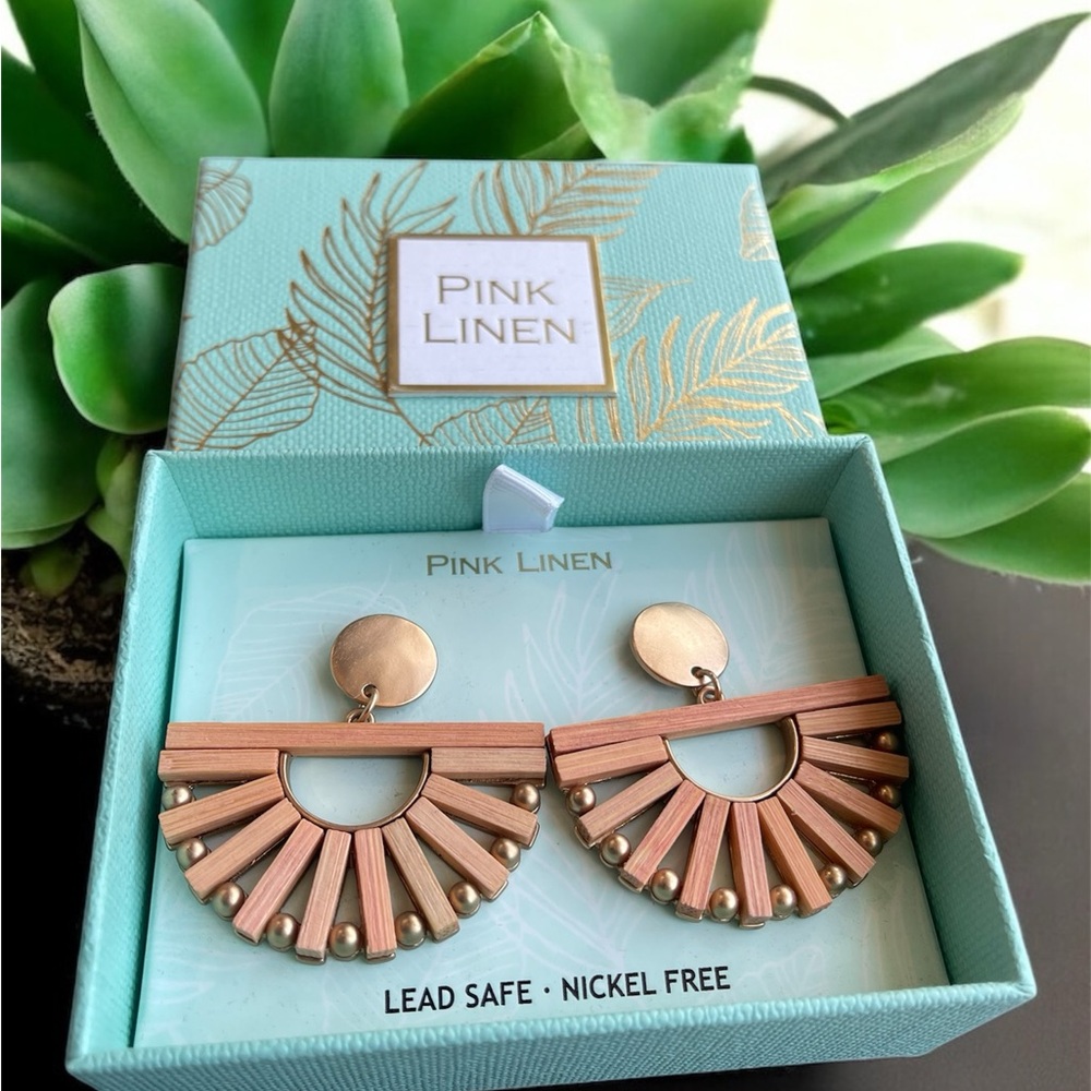 Pink Linen Boho Earrings